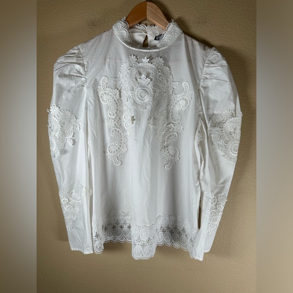 Zara Contrasting Poplin Embroidered Top - Picture 4 of 12